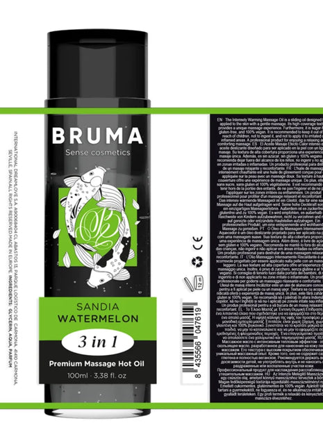 BRUMA - PREMIUM-MASSAGEÖL MIT WÄRMEEFFEKT WASSERMELONE-GESCHMACK 3 IN 1 - Massageöl