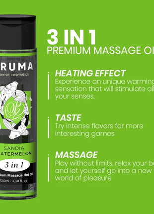 BRUMA - PREMIUM-MASSAGEÖL MIT WÄRMEEFFEKT WASSERMELONE-GESCHMACK 3 IN 1 - Massageöl