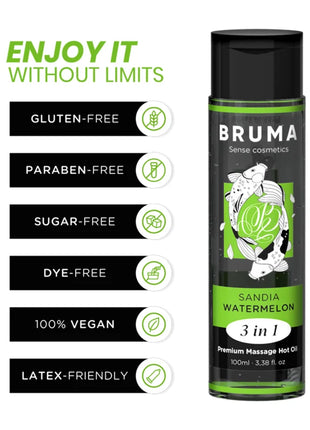 BRUMA - PREMIUM-MASSAGEÖL MIT WÄRMEEFFEKT WASSERMELONE-GESCHMACK 3 IN 1 - Massageöl