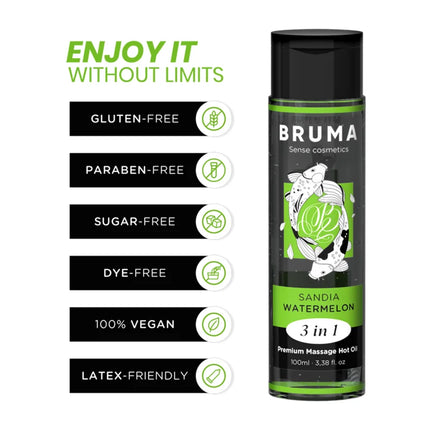 BRUMA - PREMIUM-MASSAGEÖL MIT WÄRMEEFFEKT WASSERMELONE-GESCHMACK 3 IN 1 - Massageöl