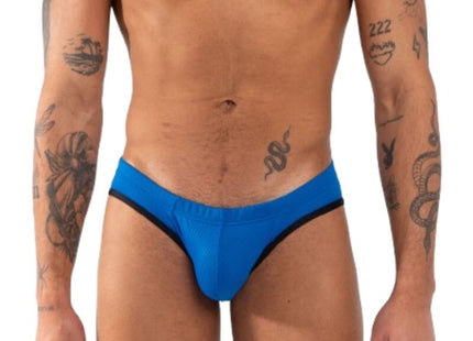 Formschöne badehose burn 018 blau mit schwarzem rand für sportliches schwimmen und wasseraktivitäten