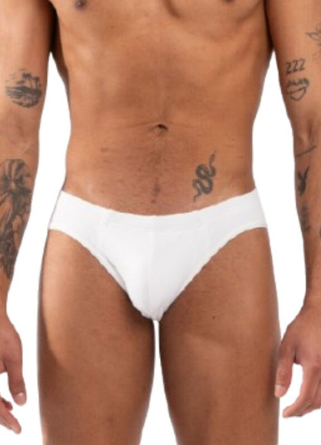 Weiße burn 021 slip s herrenunterhose mit glattem, figurbetontem design und bequemen material