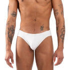 Weiße burn 021 slip s herrenunterhose mit glattem, figurbetontem design und bequemen material