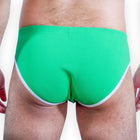 Hellegrüne strukturierte badehose burn 022 green slip s mit weißem besatz vorne sichtbar