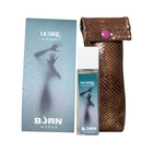 Burn desire damenparfüm 20 ml in rechteckiger glasflasche mit weißem deckel und türkisem etikett mit handmotiven