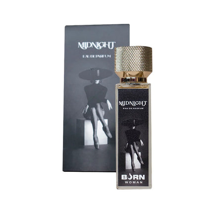 Burn midnight damendüfte 20 ml in klarem rechteckigem glas mit strukturiertem goldverschluss und schwarzem etikett
