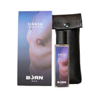 BURN sinner herrenparfüm 20 ml in transparenter glasflasche mit schwarzem verschluss und künstlerischem mann-gesicht