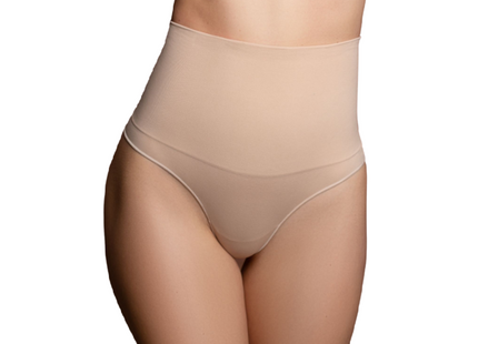 Beige nahtloser high waist shapewear tanga von bye-bra in größe s für glatte silhouette