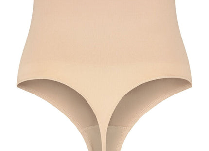 Beige nahtloser tanga in hoher taille mit glattem elastischem stoff von bye-bra in größe s