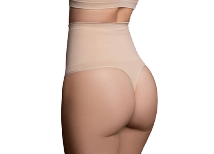 Beige nahtloser tanga in size s mit hoher taille und integrierter stütze von bye-bra