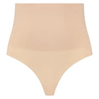Beige nahtlose hoch taillierte shapewear panties mit rippenstruktur von bye-bra in größe s