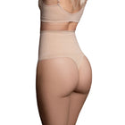 Beige hoch taillierter nahtloser shapewear-tanga mit integriertem halt in größe s von bye-bra
