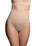Beige nahtloser high waist shapewear tanga von bye-bra in größe s für glatte silhouette
