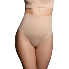 Beige nahtloser high waist shapewear tanga von bye-bra in größe s für glatte silhouette