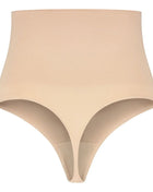 Beige nahtloser tanga in hoher taille mit glattem elastischem stoff von bye-bra in größe s