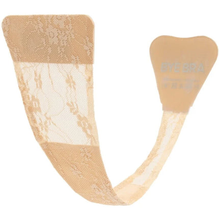 Beige bye bra spitzen-tanga mit selbstklebender, 50-mal wiederverwendbarer floralem muster und transparenter mesh