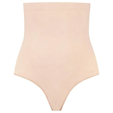 Beige bodycon tanga de talle alto bye-bra sin costuras con tejido de tacto y tira de silicona talla m