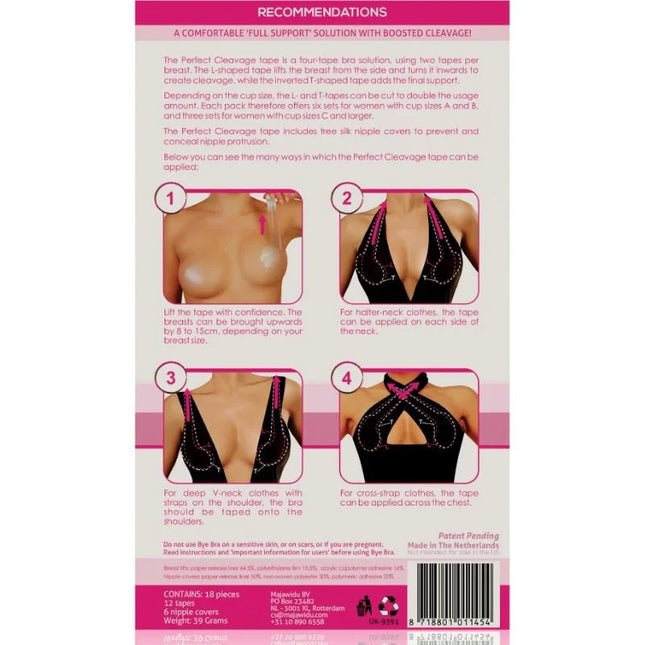 BYE-BRA - VERBESSERUNGSBAND + KOSTENLOSE NIPPELABDECKUNGEN CUP A-F - BH Accessories