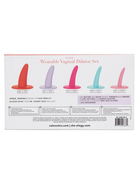 Calexotics 5-teiliges tragbares vaginales dilator-set aus körperfreundlichem silikon in koralle, lavendel, rosa, türkis und pfirsich