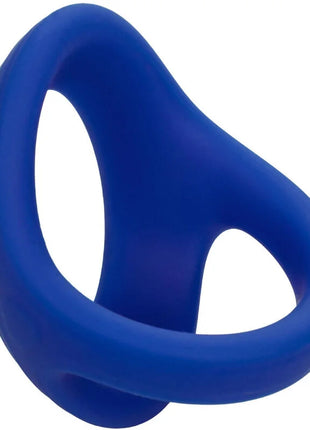 Calexotics admiral cock ball dual ring blau aus blauem silikon mit einzigartigem asymmetrischem design und zwei öffnungen