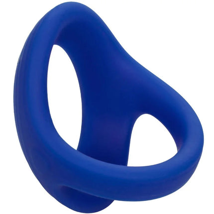 Calexotics admiral cock ball dual ring blau aus blauem silikon mit einzigartigem asymmetrischem design und zwei öffnungen