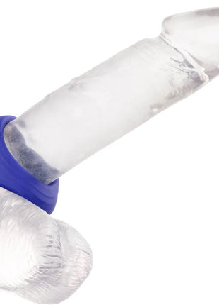 Klarer silikon dildo mit blauem gummiring von calexotics admiral cock ball dual ring blau