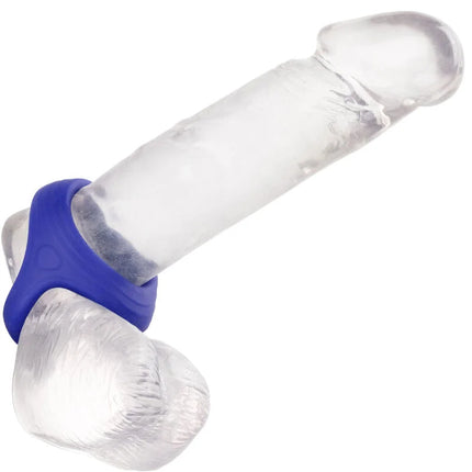 Klarer silikon dildo mit blauem gummiring von calexotics admiral cock ball dual ring blau