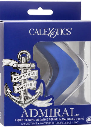 Calexotics Admiral blau liquid silicone vibrierender perineummassager und ring mit anker design auf verpackung