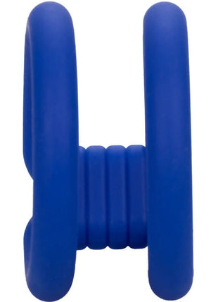 Calexotics admiral dual cock cage blau mit blauem silikon h-förmigem telefonhalter und strukturiertem griff
