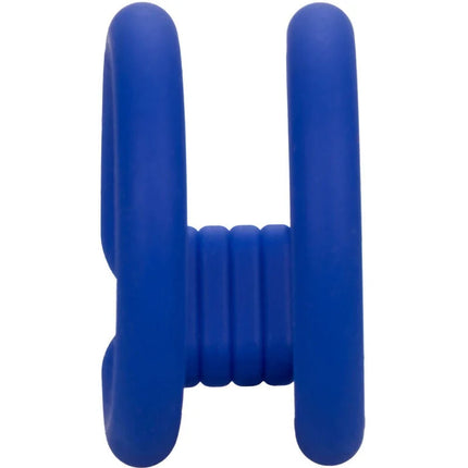 Calexotics admiral dual cock cage blau mit blauem silikon h-förmigem telefonhalter und strukturiertem griff