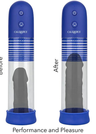 Blue calexotics admiral erektionspumpen-kit wiederaufladbar mit transparentem zylinder, blauem griff und silikoninsatz