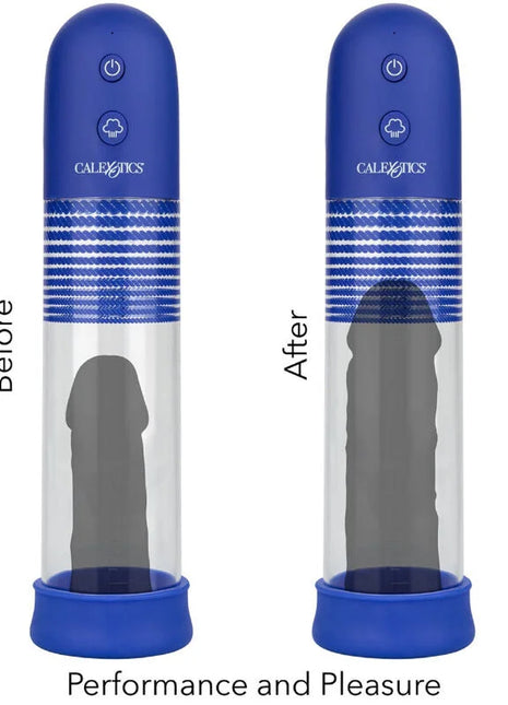 Blue calexotics admiral erektionspumpen-kit wiederaufladbar mit transparentem zylinder, blauem griff und silikoninsatz