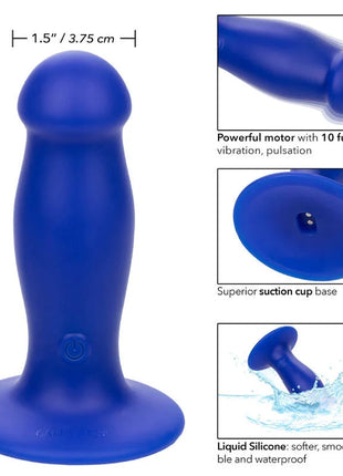 Blauer silikon-vibrator mit saugnapfbasis und einschaltknopf caLEXOTICS admiral first mate anal plug vibrator
