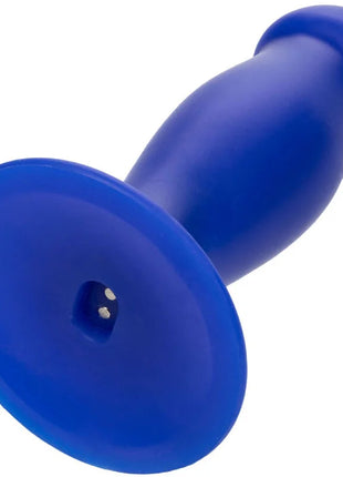 Blauer silikon-saugfuß mit rundem griff und zwei metallischen kontakten der calexotics admiral first mate anal plug vibrator