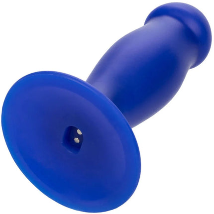 Blauer silikon-saugfuß mit rundem griff und zwei metallischen kontakten der calexotics admiral first mate anal plug vibrator