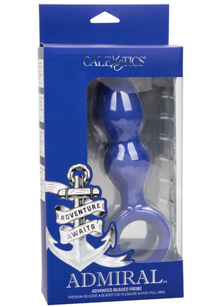 Calexotics admiral fortgeschrittener analplug blau aus silikon mit blauen perlen und praktischem ziehring in markenbox