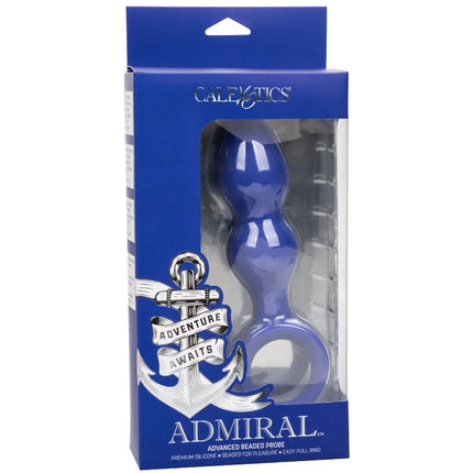Calexotics admiral fortgeschrittener analplug blau aus silikon mit blauen perlen und praktischem ziehring in markenbox