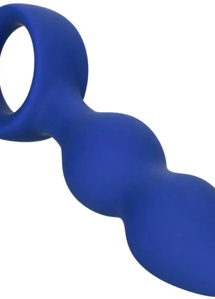 Blauer silikon analplug mit ring und drei abgerundeten segmenten calexotics admiral fortgeschrittener analplug
