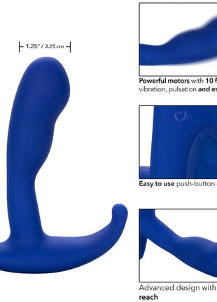 Blauer silikon-prostatamassager mit ergonomischem gebogenem design und drucktastesteuerung von calexotics admiral