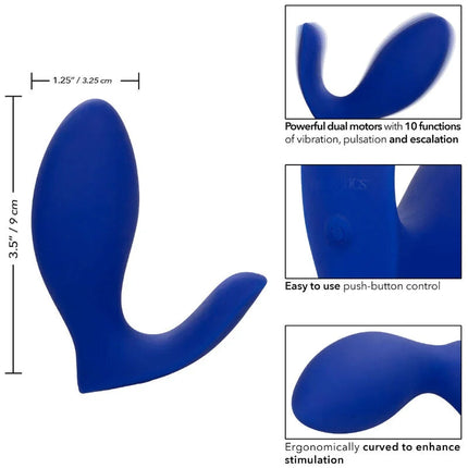 Calexotics admiral rimming prostata-stimulator und vibrator blau aus silikon mit ergonomischen kurven und druckknopfkontrolle