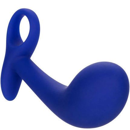 Blauer silikon-analplug mit geschlossenem griff aus dem calexotics admiral set 2 analplug blau