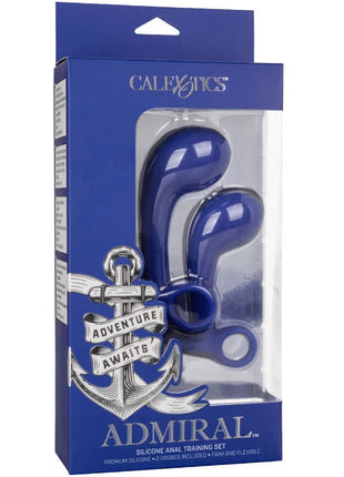 Calexotics admiral set 2 analplug blau mit zwei festen und flexiblen silikonsonden in gebrandeter verpackung