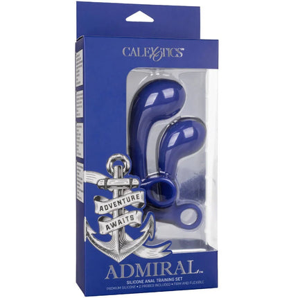Calexotics admiral set 2 analplug blau mit zwei festen und flexiblen silikonsonden in gebrandeter verpackung