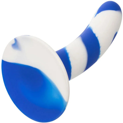 CalExotics Admiral Swirl dildo flexibel aus blau-weiß gewirbeltem silikon mit rundem kopf