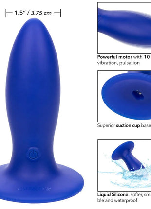 Blaues silikon vibrierendes analplug mit saugnapfbasis und 10 vibrationsfunktionen von calexotics admiral torpedo