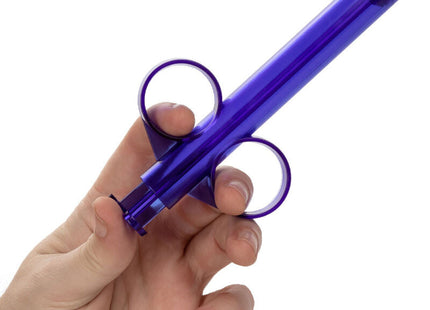 Transluzentes lila plastikspritzengerät mit zwei fingergriffen und zylindrischem zylinder für manuelle injektion von calexotics admiral wiederverwendbare gleitmitteltube