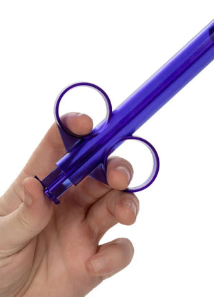 Transluzentes lila plastikspritzengerät mit zwei fingergriffen und zylindrischem zylinder für manuelle injektion von calexotics admiral wiederverwendbare gleitmitteltube