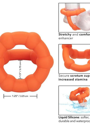 Orange dehnbarer silikonring mit strukturierter segmentierter oberfläche alpha all star ring von calexotics
