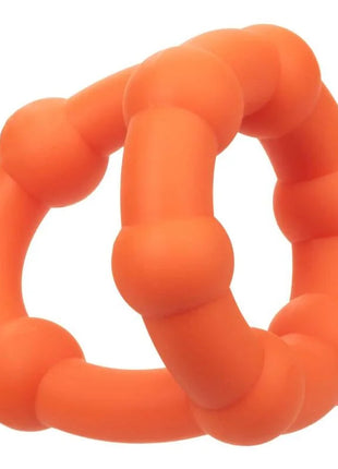 Bright orange silicone teething ring with segmented beaded design from Calexotics alpha All Star Ring Orange
