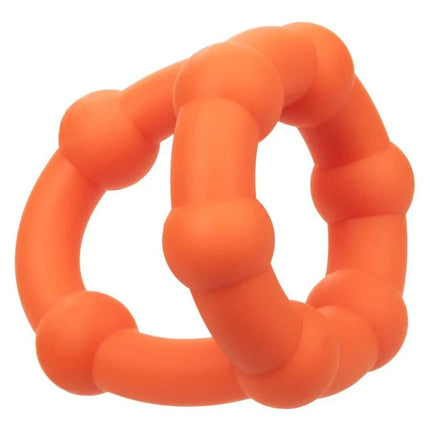 Bright orange silicone teething ring with segmented beaded design from Calexotics alpha All Star Ring Orange
